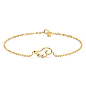 FirstMadam Angel Wings Gold Chain Bracelet in 18K Yellow Gold for Girl