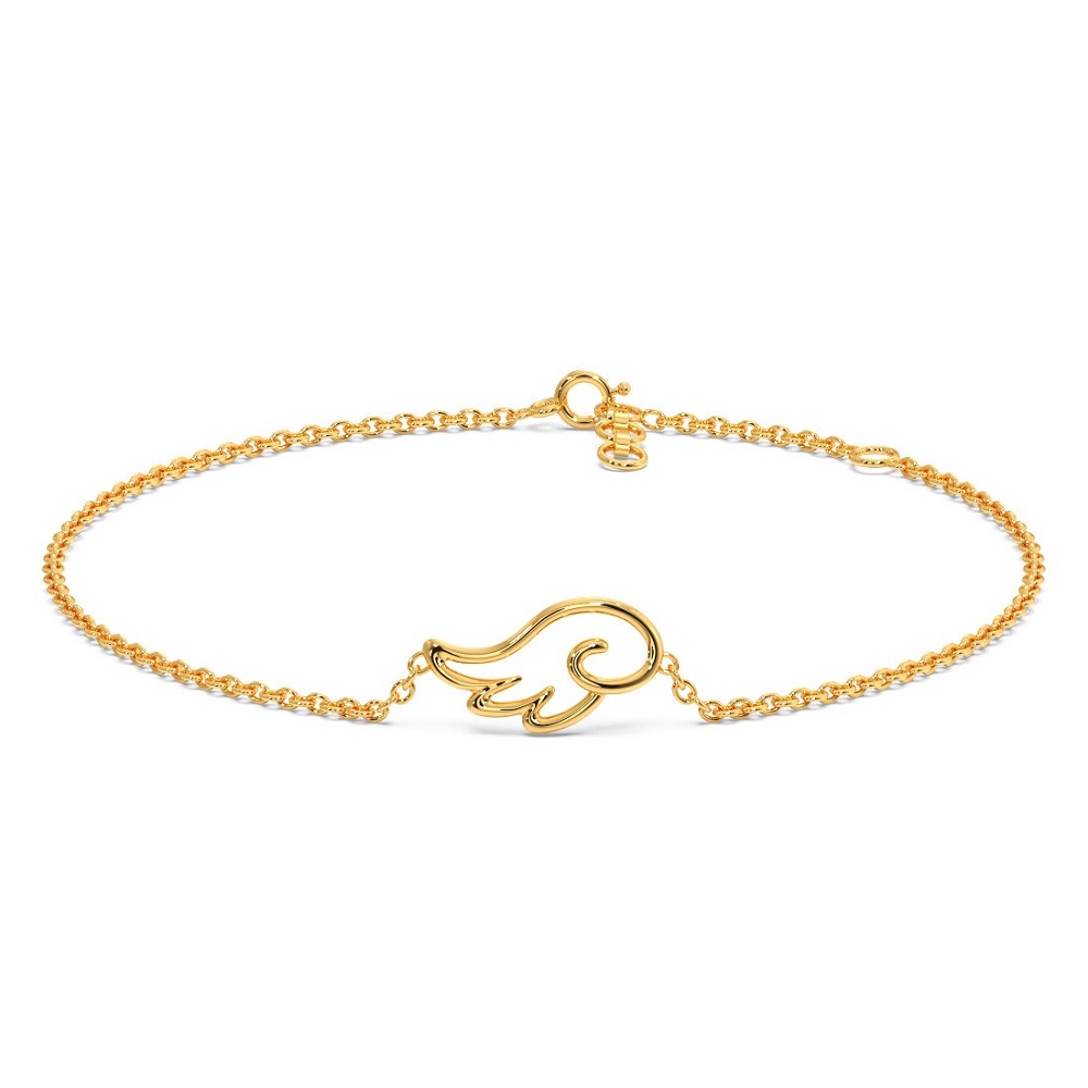 FirstMadam Angel Wings Gold Chain Bracelet in 18K Yellow Gold for Girl