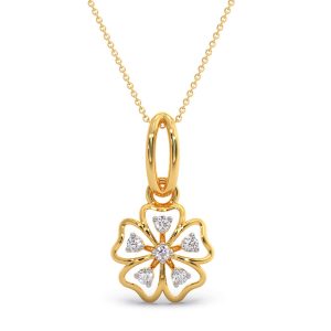 FirstMadam Creative 18K Yellow Gold Eulalia Diamond Pendant Necklace