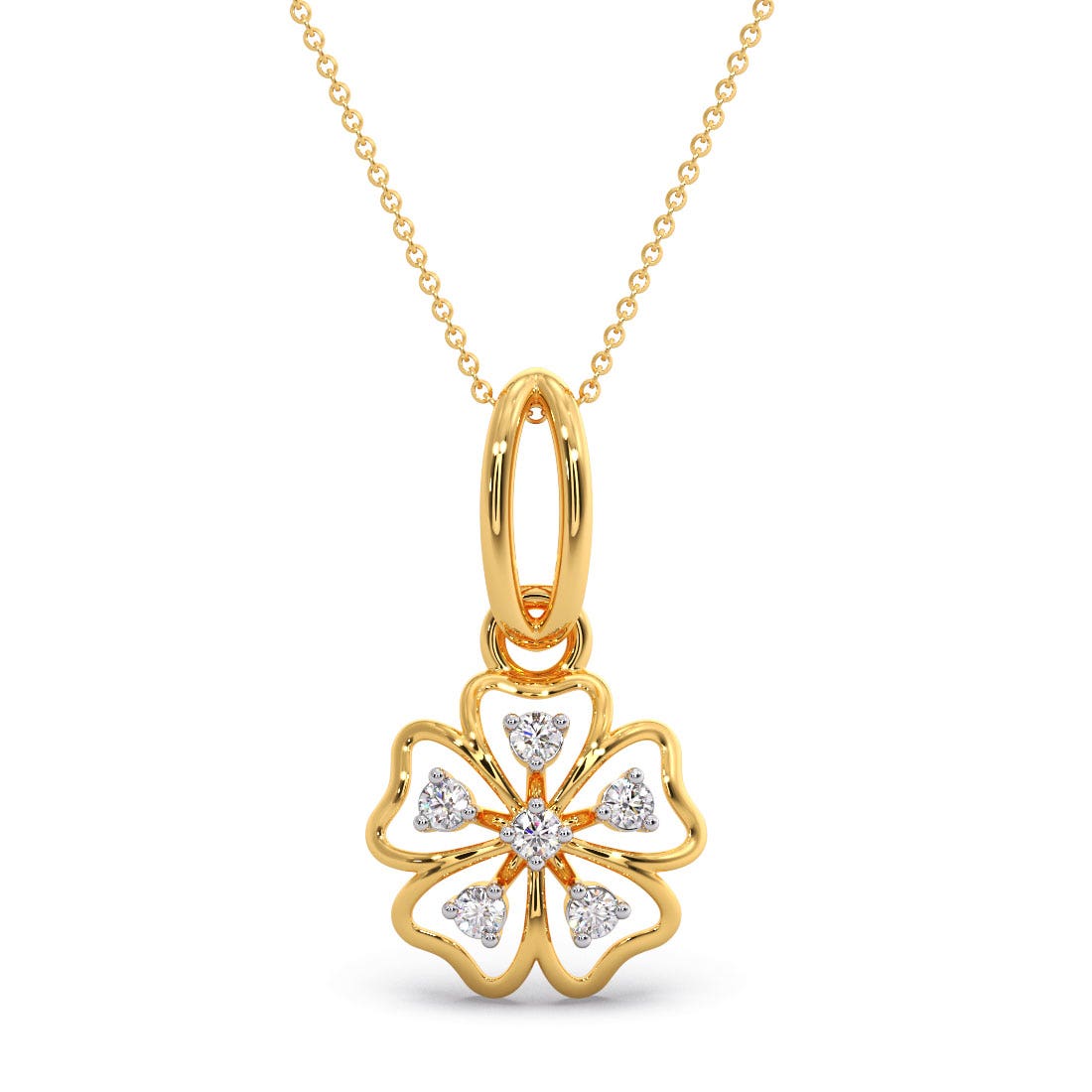 FirstMadam Creative 18K Yellow Gold Eulalia Diamond Pendant Necklace