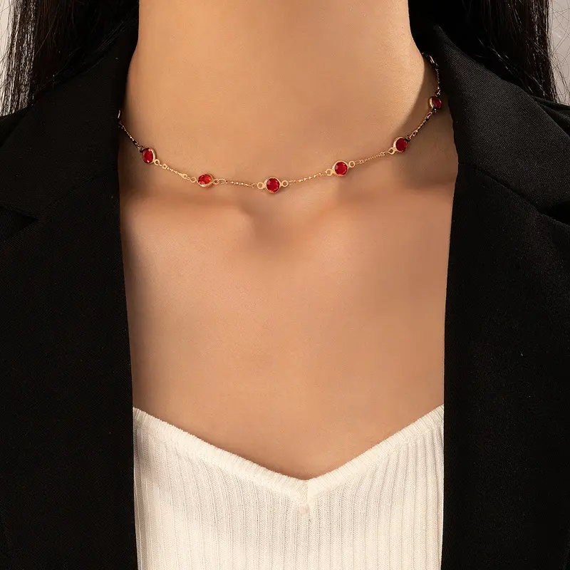 FirstMadam Fashion Brass Layer Zircon Collarbone Chain Women Short Single Necklace Wholesale Price (3) FirstMadam Fashion Brass Layer Zircon Collarbone Chain Women Short Single Necklace Wholesale Price