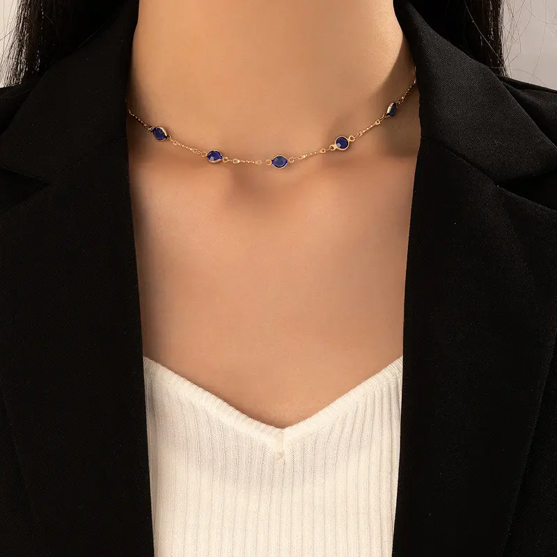 FirstMadam Fashion Brass Layer Zircon Collarbone Chain Women Short Single Necklace Wholesale Price (4) FirstMadam Fashion Brass Layer Zircon Collarbone Chain Women Short Single Necklace Wholesale Price