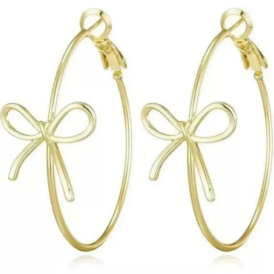 FirstMadam Fashion Brass Statement Bow Hoops Large Hoop Stud Earrings for Women Wholesale Price