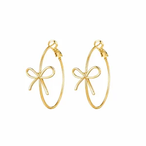 FirstMadam Fashion Brass Statement Bow Hoops Large Hoop Stud Earrings for Women Wholesale Price