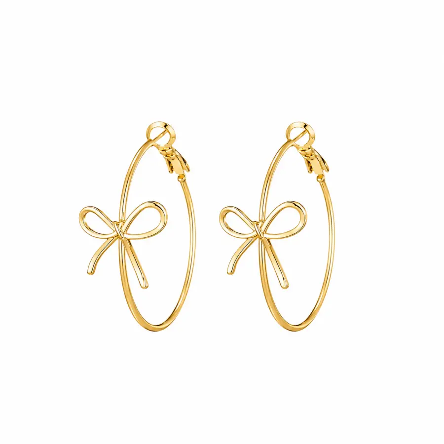 FirstMadam Fashion Brass Statement Bow Hoops Large Hoop Stud Earrings for Women Wholesale Price