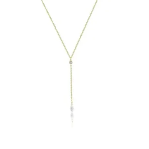 FirstMadam Fashion Brass Zircon Setting Chain Women Tassel Y-Shaped Lariat Necklace Factory Price (2)