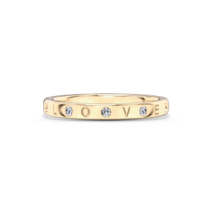 FirstMadam Gold Plated Clear CZ Love Promise Stackable Women Band Ring