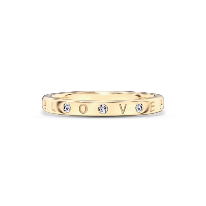 FirstMadam Gold Plated Clear CZ Love Promise Stackable Women Band Ring