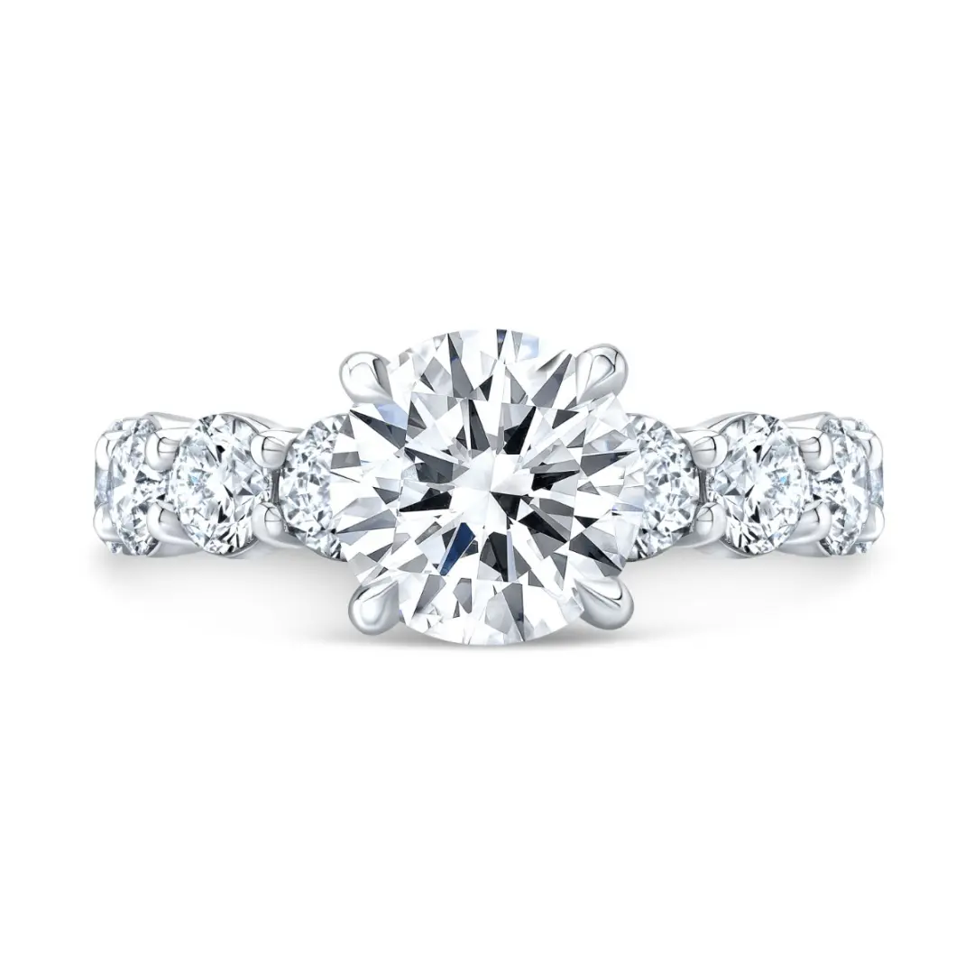Minimalist 18k Gold Lab Diamond Accent Engagement Ring