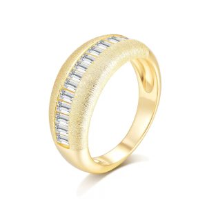 FirstMadam Simple Design Emerald Cut Gold Plated Moissanite Ring