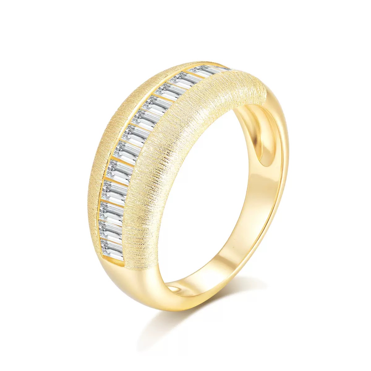 FirstMadam Simple Design Emerald Cut Gold Plated Moissanite Ring