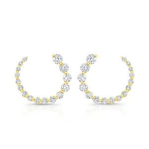 18K Yellow Gold Lab Grown Diamond Cuff Earrings