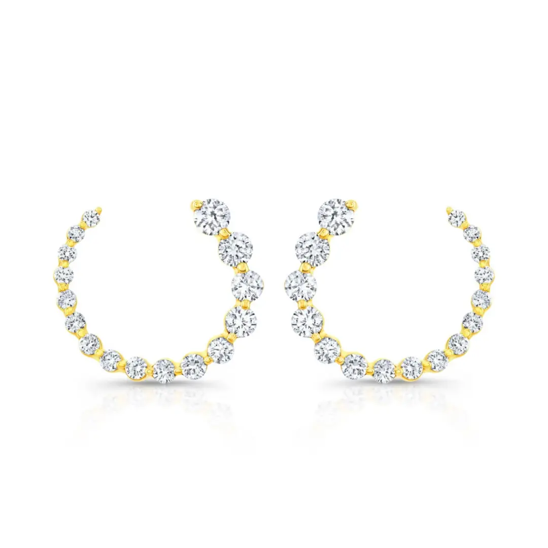 18K Yellow Gold Lab Grown Diamond Cuff Earrings
