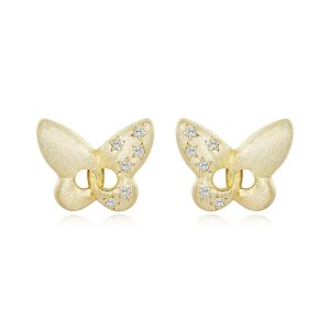 FirstMadam Butterfly Paved Moissanite Alloy Fashionable Earrings