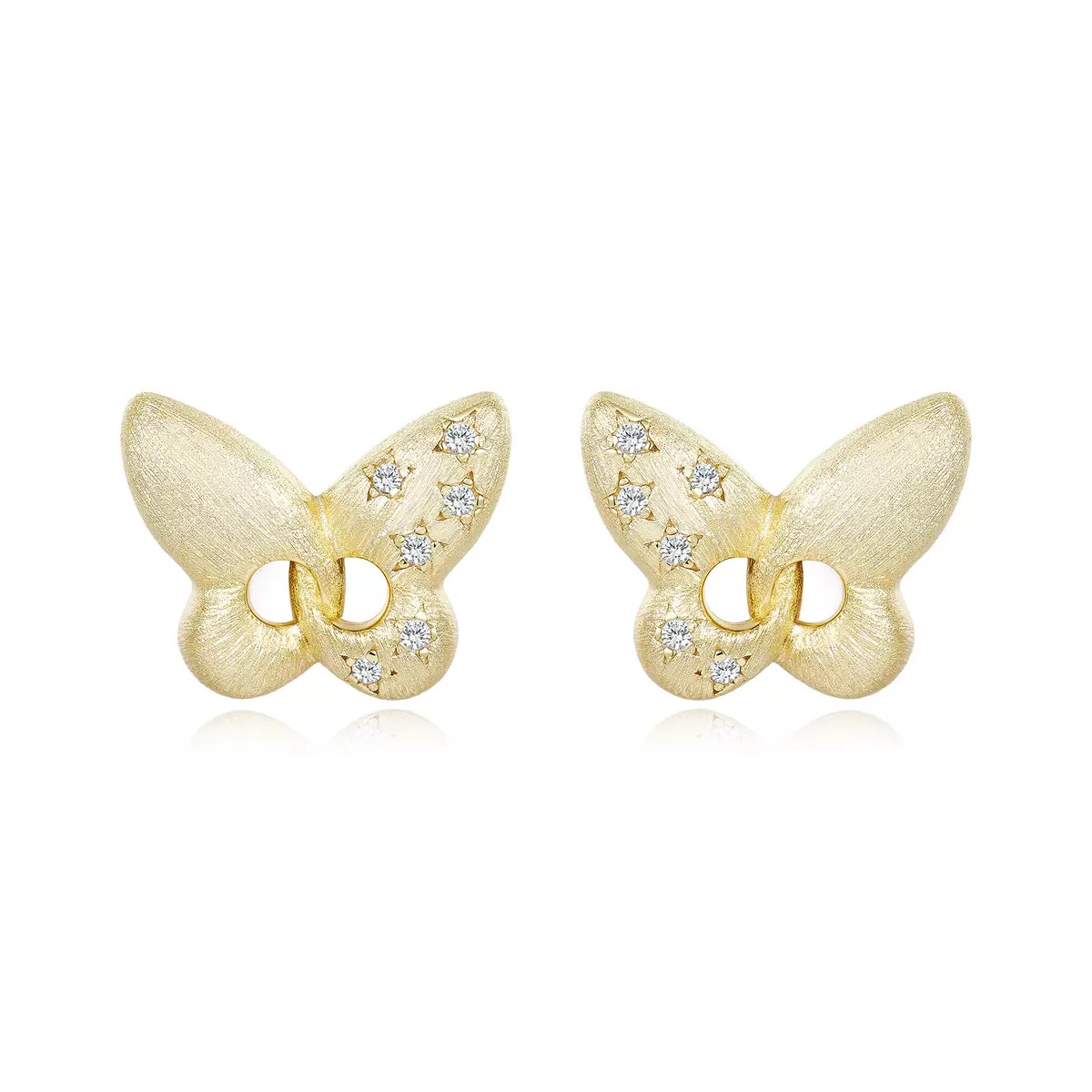 FirstMadam Butterfly Paved Moissanite Alloy Fashionable Earrings