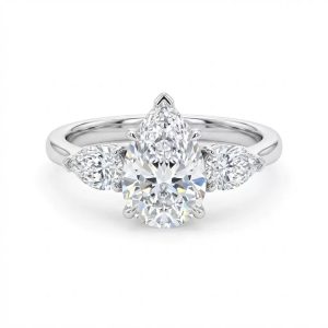 FirstMadam Hot Sale Three Stones Gold Plated Moissanite Wedding Ring