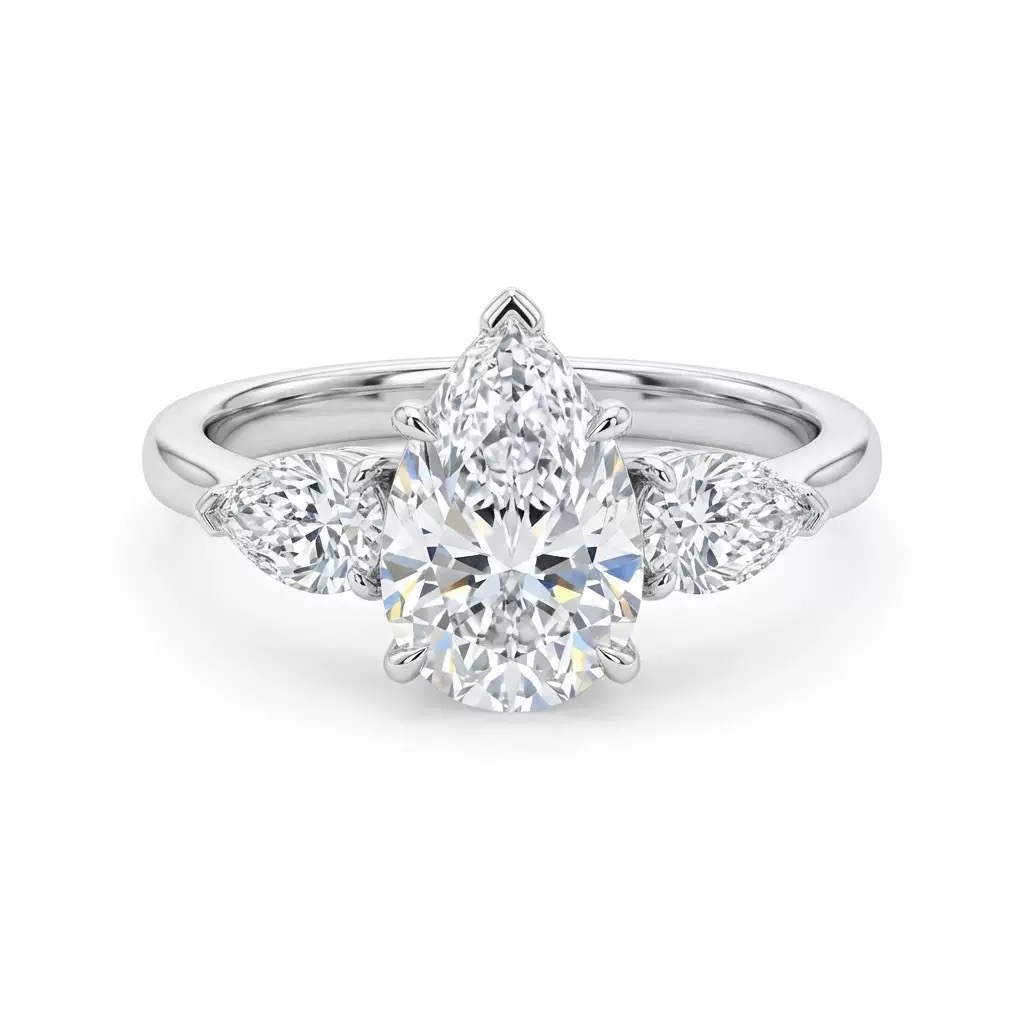 FirstMadam Hot Sale Three Stones Gold Plated Moissanite Wedding Ring