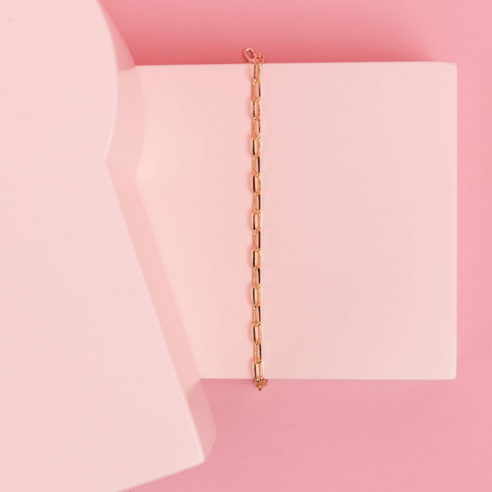 FirstMadam 14K Solid Gold Paper Clip Link Bracelet Adjustable Layering Fine Jewelry Bracelet4