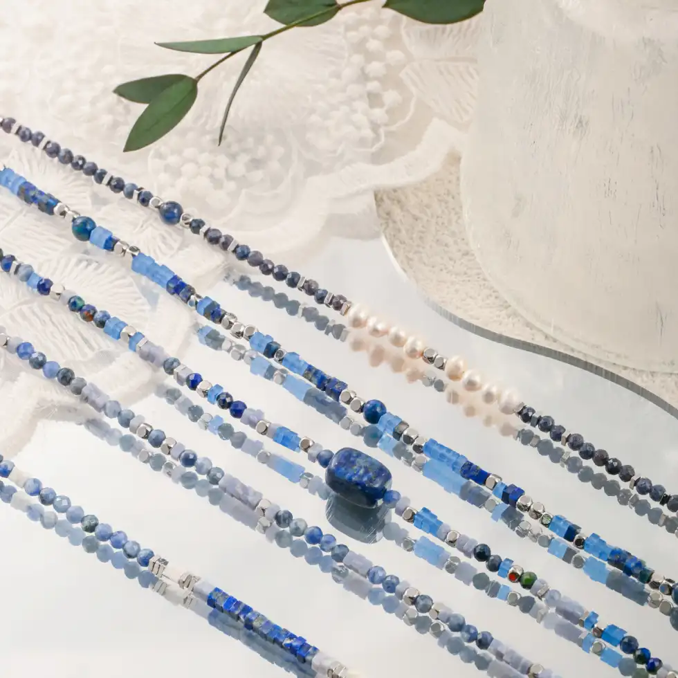 FirstMadam Fashion Brass DIY Natural Stone Necklace with Lapis Lazuli and Blue Lace Agate Beads Factory Price (1) FirstMadam Fashion Brass DIY Natural Stone Necklace with Lapis Lazuli and Blue Lace Agate Beads Factory Price
