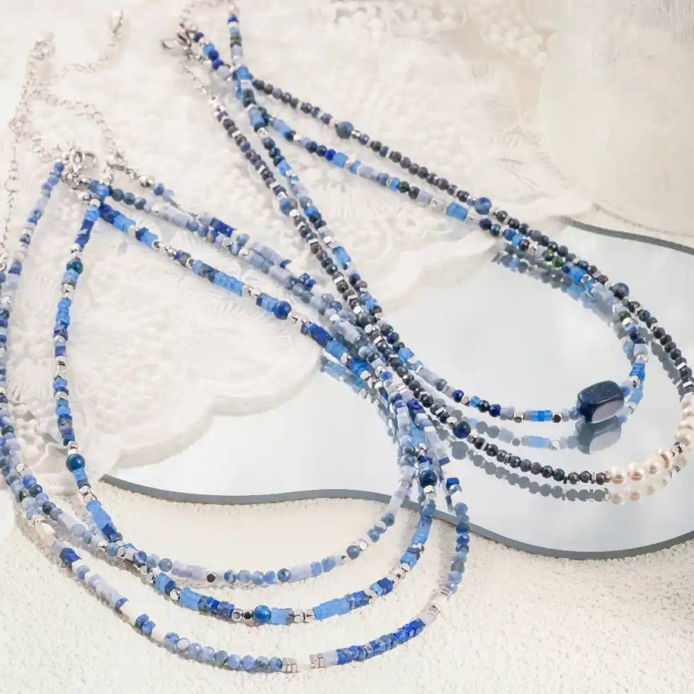 FirstMadam Fashion Brass DIY Natural Stone Necklace with Lapis Lazuli and Blue Lace Agate Beads Factory Price (2) FirstMadam Fashion Brass DIY Natural Stone Necklace with Lapis Lazuli and Blue Lace Agate Beads Factory Price