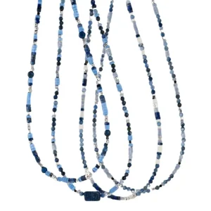 FirstMadam Fashion Brass DIY Natural Stone Necklace with Lapis Lazuli and Blue Lace Agate Beads Factory Price