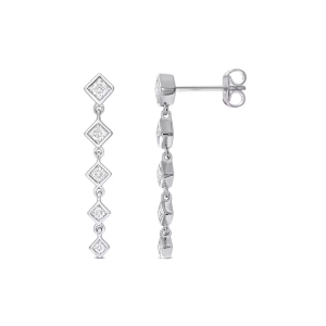 FirstMadam Moissanite Princess Cut Linear Drop Women Earrings in Sterling Silver