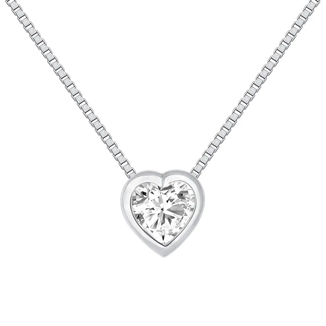 Heart Shaped Lab Created Diamond Necklace In Solid 18K Rose Gold Heart Shaped Lab Created Diamond Necklace In Solid 18K Rose Gold
