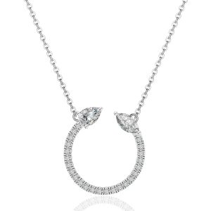 FirstMadam Paved Moissanite Circle Pendant Fashionable Necklace