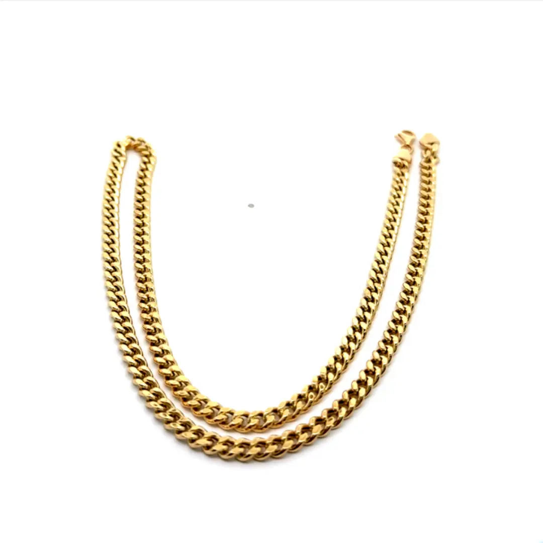18K Gold Curb Link Chain Real Gold Neck Chain