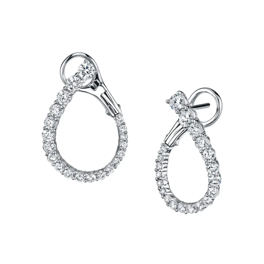 18K Gold Lab Diamond Pave Open Hoop Earrings