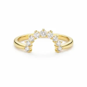 18K Yellow Gold Curved Stackable Band With Lab Grown Diamonds