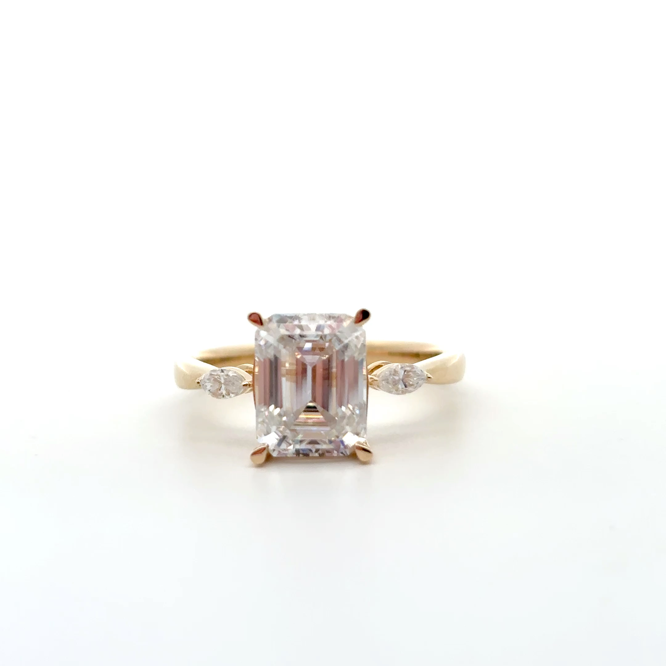 FirstMadam Fashionable Emerald Cut VVS D Color Moissanite Gold Plated Ring