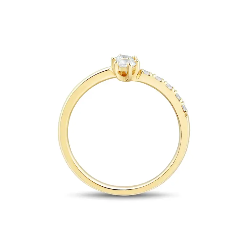 FirstMadam 14K Gold Lab Diamond Interlocking Slim Ring for Women--002 FirstMadam 14K Gold Lab Diamond Interlocking Slim Ring for Women