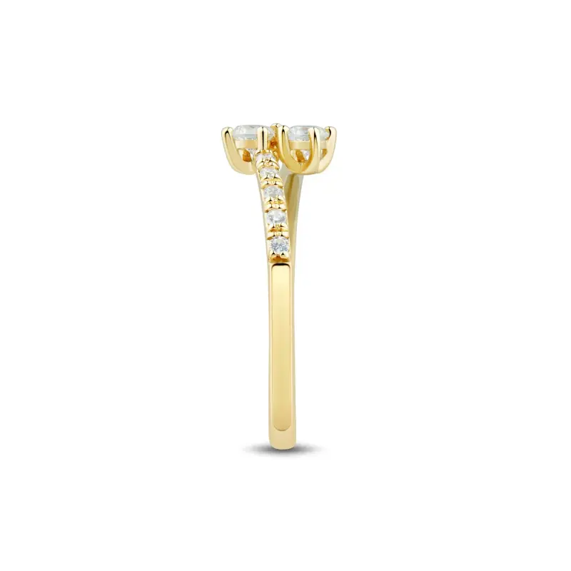 FirstMadam 14K Gold Lab Diamond Interlocking Slim Ring for Women--003 FirstMadam 14K Gold Lab Diamond Interlocking Slim Ring for Women