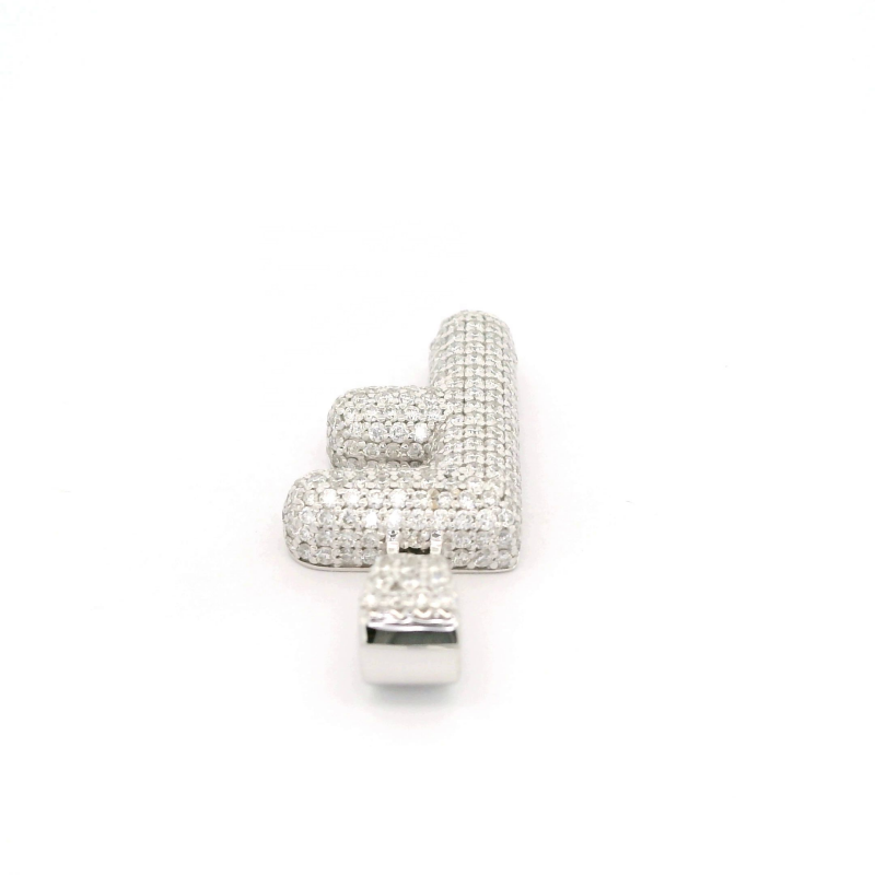 FirstMadam 14K White Gold Lab Diamond Bubble Initial F Letter Pendant --002 FirstMadam 14K White Gold Lab Diamond Bubble Initial F Letter Pendant