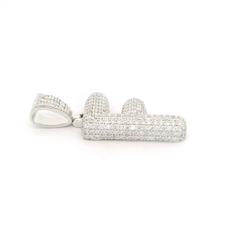 FirstMadam 14K White Gold Lab Diamond Bubble Initial F Letter Pendant --003 FirstMadam 14K White Gold Lab Diamond Bubble Initial F Letter Pendant