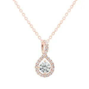 FirstMadam 18K Rose Gold 0.7CTTW Lab Diamond Infinity Halo Pendent Necklace Factory Price