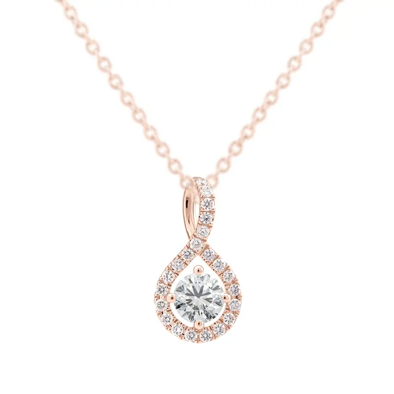 FirstMadam 18K Rose Gold 0.7CTTW Lab Diamond Infinity Halo Pendent Necklace Factory Price