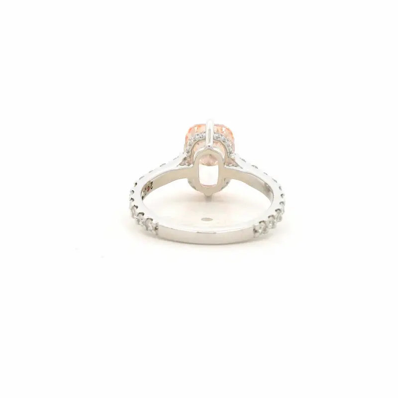 FirstMadam 18K White Gold Cushion Cut Pink Sapphire with Hidden Halo Lab Dimaond Ring--003 FirstMadam 18K White Gold Cushion Cut Pink Sapphire with Hidden Halo Lab Dimaond Ring