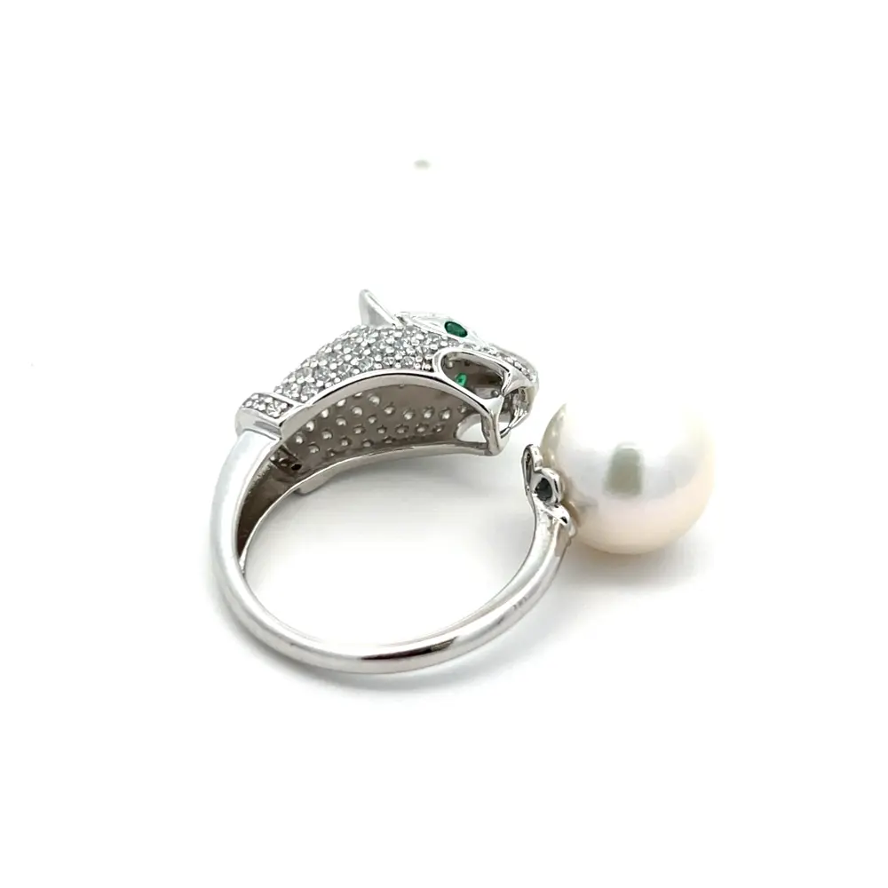 FirstMadam 925 Silver Leopard Freshwater Pearl and Zircon Ring Wholesale Price (1) FirstMadam 925 Silver Leopard Freshwater Pearl and Zircon Ring Wholesale Price