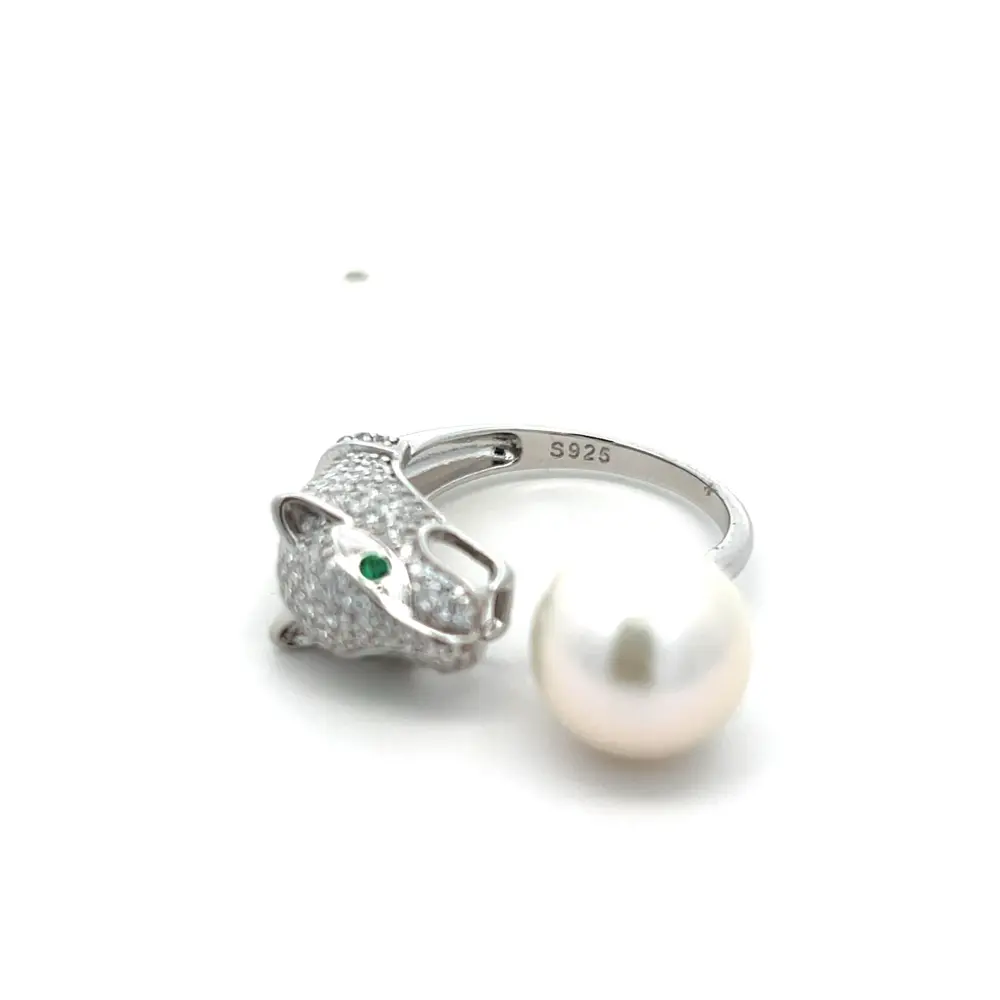 FirstMadam 925 Silver Leopard Freshwater Pearl and Zircon Ring Wholesale Price (2) FirstMadam 925 Silver Leopard Freshwater Pearl and Zircon Ring Wholesale Price