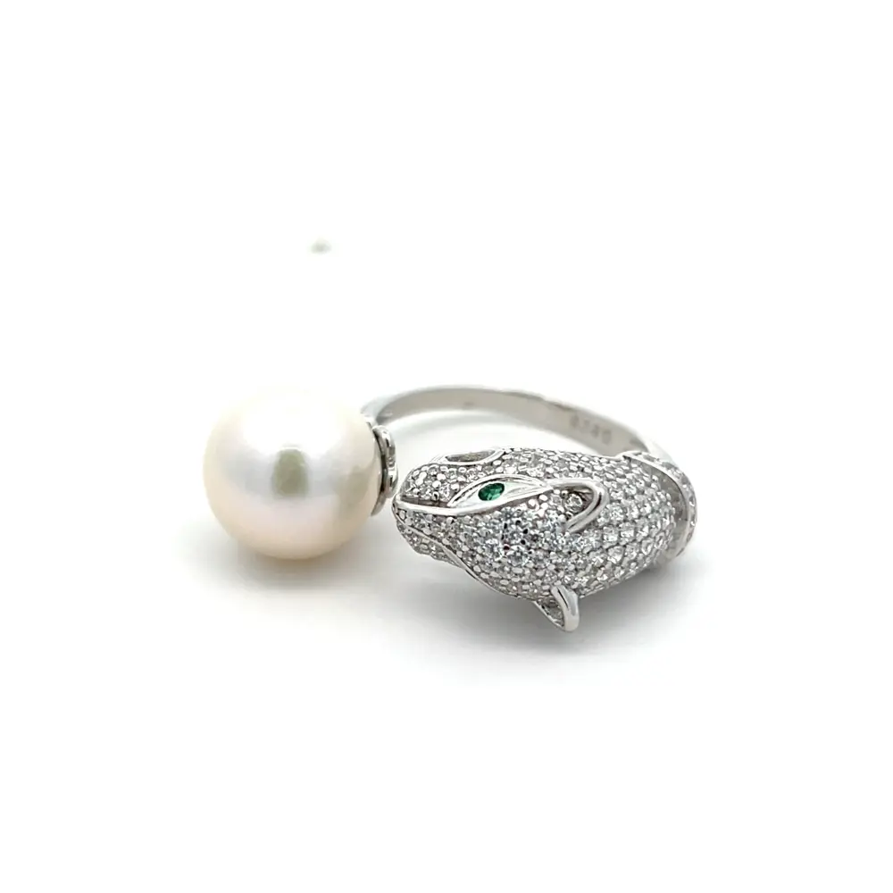 FirstMadam 925 Silver Leopard Freshwater Pearl and Zircon Ring Wholesale Price (4) FirstMadam 925 Silver Leopard Freshwater Pearl and Zircon Ring Wholesale Price