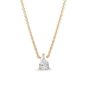 FirstMadam Custom 0.5CT Lab Grown Diamond Pear Necklace in 18K Real Gold