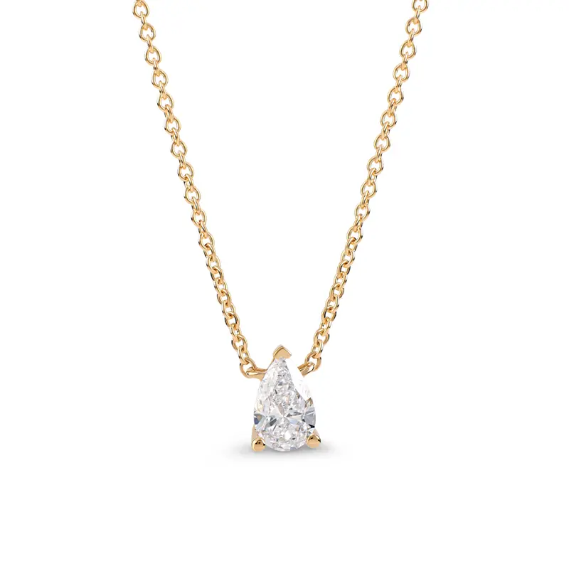 FirstMadam Custom 0.5CT Lab Grown Diamond Pear Necklace in 18K Real Gold