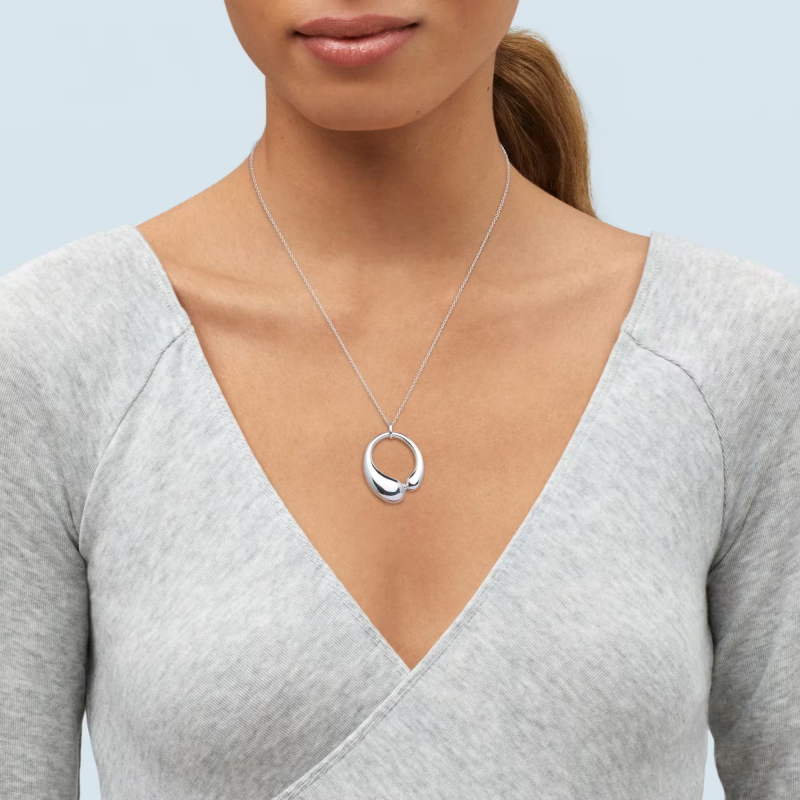 FirstMadam Fashion Graduated Oval Women Pendant in Sterling Silver--003 FirstMadam Fashion Graduated Oval Women Pendant in Sterling Silver