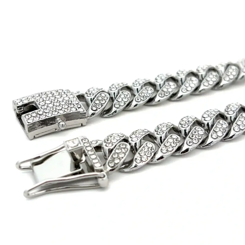 FirstMadam Stainless Steel Pave Zircon 12MM Width Cuban Chain Bracelet Factory Price (1) FirstMadam Stainless Steel Pave Zircon 12MM Width Cuban Chain Bracelet Factory Price