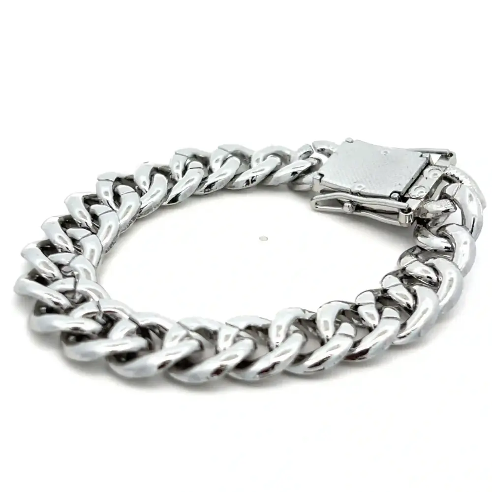FirstMadam Stainless Steel Pave Zircon 12MM Width Cuban Chain Bracelet Factory Price (3) FirstMadam Stainless Steel Pave Zircon 12MM Width Cuban Chain Bracelet Factory Price