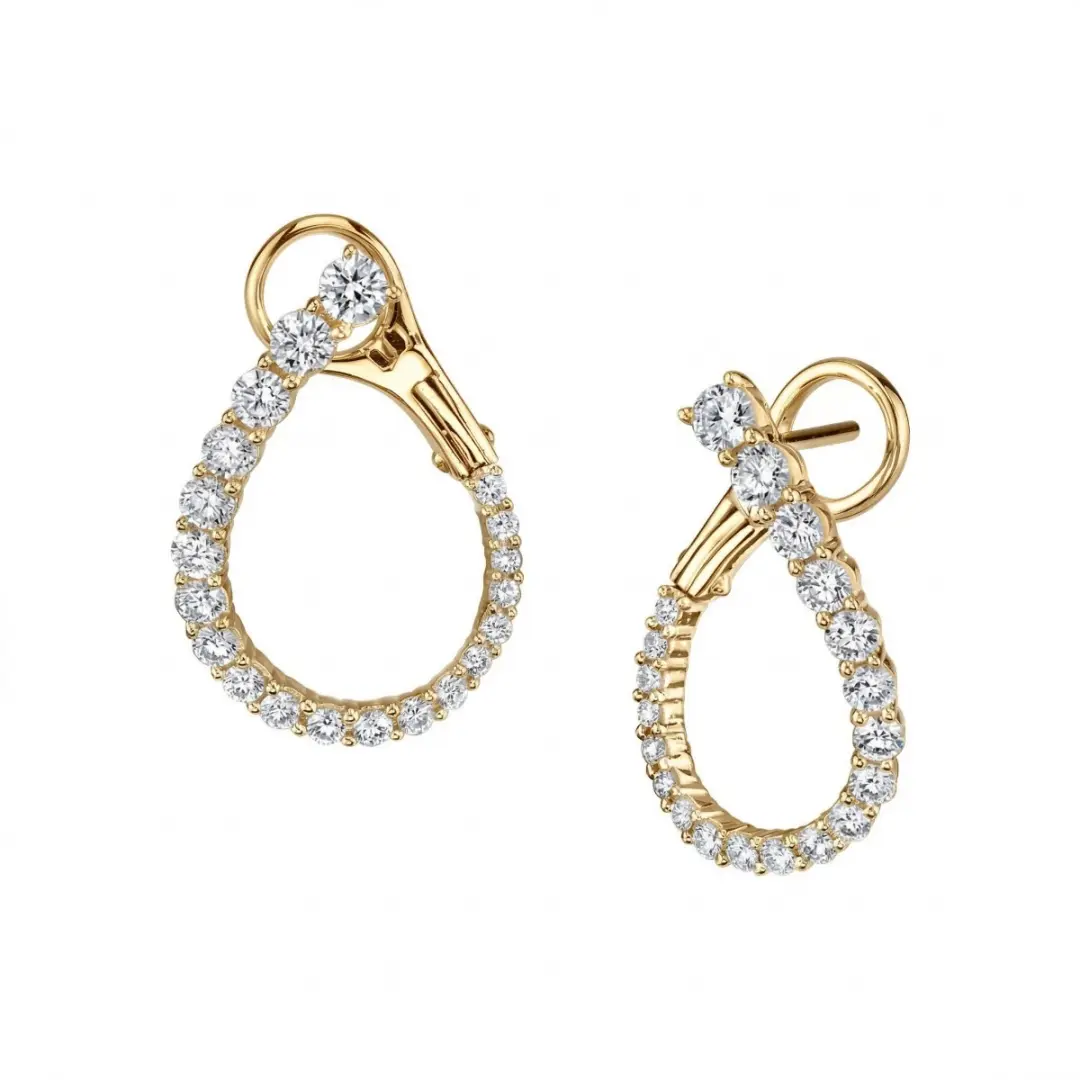Pave Lab Grown Diamond Open Loop Hoop Earrings 18K Gold Pave Lab Grown Diamond Open Loop Hoop Earrings 18K Gold