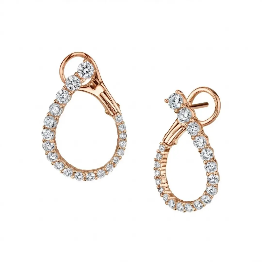 Solid 18K Gold Pave Lab Grown Diamond Open Circle Hoop Earrings Solid 18K Gold Pave Lab Grown Diamond Open Circle Hoop Earrings