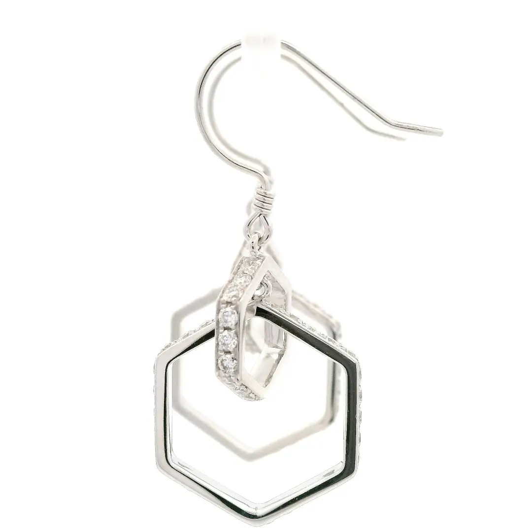 14k Gold Lab Diamond Intertwined Hexagon Dangle Earrings Minimalist Geometric Drop Ear Jewelry 14k Gold Lab Diamond Intertwined Hexagon Dangle Earrings Minimalist Geometric Drop Ear Jewelry